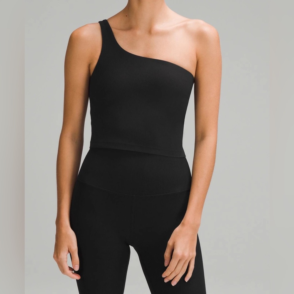 lululemon Ribbed Nulu Asymmetrical Yoga Tank Top in Black